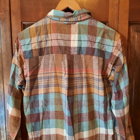 Toad & Co Recycled Cotton Plaid Pullover Button Tunic Top With Pockets Size S - Picture 12 of 14